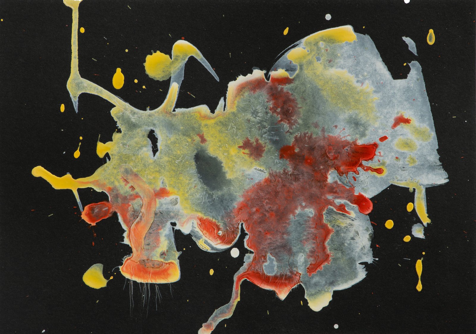 Paréidolie VIII / Constellation Le chien fou / 2025 - Aquarelle et tempera, 14,85 x 21 cm